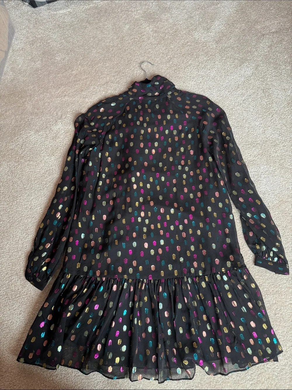 kate spade Black Mini Dress with Multicolor Metallic Dot Print